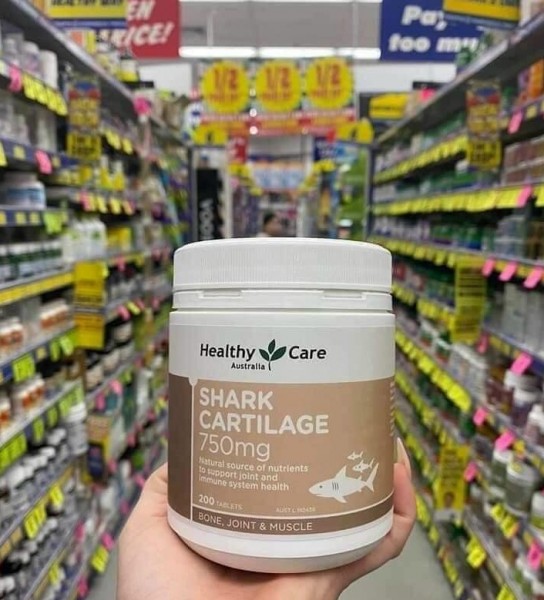 Sụn vi cá mập Healthy Care Shark Cartilage 750mg 200 viên Úc