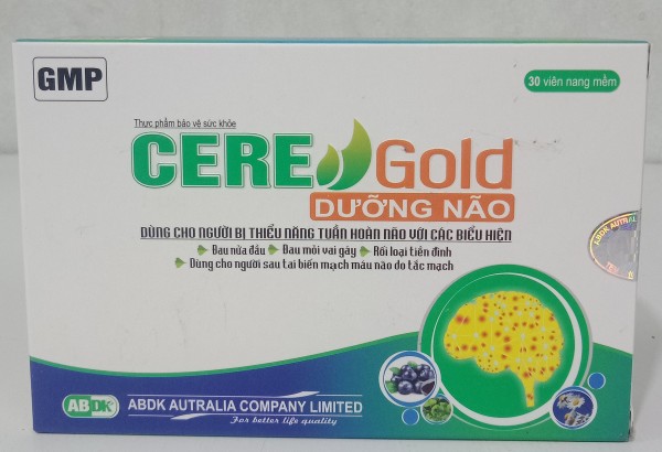 Thực phẩm bảo vệ sức khỏe Cere Gold Dưỡng Não hết đau đầu đau mỏi vai gáy rối loạn tiền đình  ( 30 viên/ hộp)